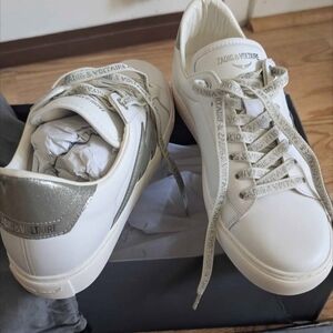 Zadig & Voltaire White and Silver Sneakers